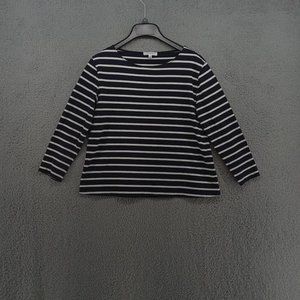 Community Shirt Womens Small Black‎ White Striped Cropped Sweater 3/4 Sleeve